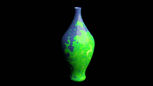 Blue ceramic vase with green mosaic preview image